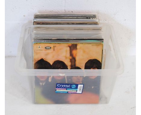 A collection of various 12" vinyl records, including The Beatles, Hawkwind - 'Doremi Fasol Latido' with 'Star Rats' poster, J