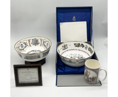 A Royal Worcester "Mayflower Bowl" commemorating the 350th anniversary of the pilgrims voyage to America in the Mayflower, da