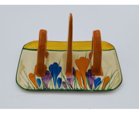 A  Clarice Cliff Wilkinson Ltd  "Crocus"  three bar toast rack - length 12.5cm 