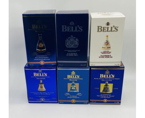 A collection of six boxed limited edition Bell's Old Scotch Whisky commemorative decanters relating to the Royal Family inclu
