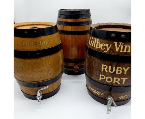 A vintage Ruby Port barrel, a sherry barrel and another.
