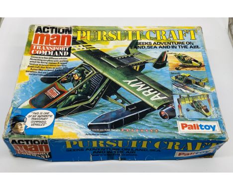 A boxed Palitoy  Action Man Transport Command Pursuit Craft set (contents unchecked). Also enclosed are two Action Man figure