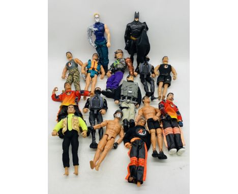 A collection of modern Action Man figurines, mainly dating from 1990's, along with Batman and The Terminator figures.