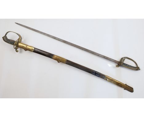 Two Victorian officers' swords, to include an example made by S. J. Pillin of Gerrard St. London, the single edge fullered bl