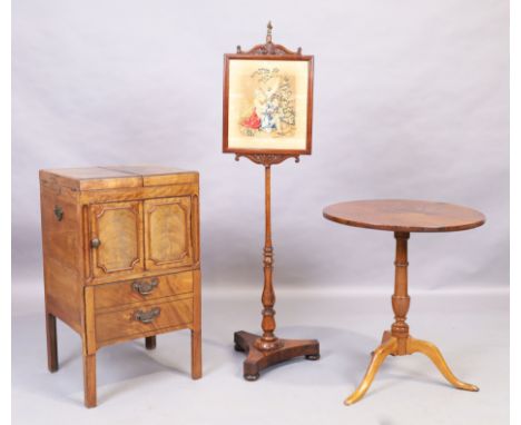 A George III mahogany bedside commode, last quarter 18th century, later adapted, 85cm high, 48cm wide, 46cm deep, together wi