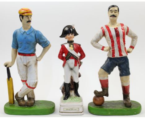 Three British pottery figures, 20th century, comprising: a porcelain militaria figure of an Officer of the 45th Foot Infantry