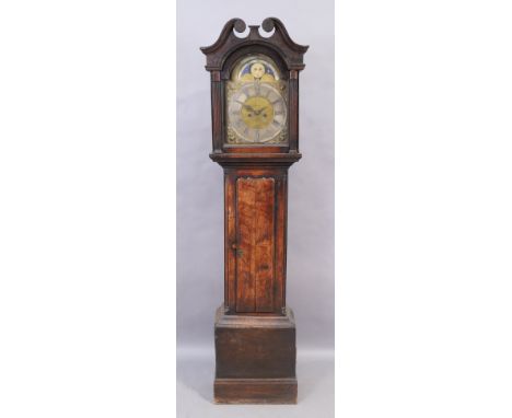 A Scottish mahogany eight day longcase clock, by Alexander Rae, Dumfries, late 18th century, with broken swan neck pediment o