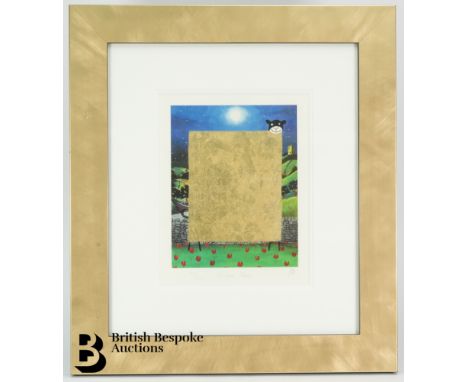 After MacKenzie Thorpe (British, b.1956) photo lithograph, limited edition 195/2000 entitled 'Golden Sheep' signed and titled