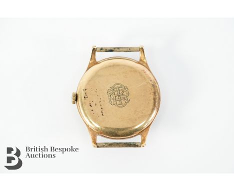 Gentleman's vintage 9ct gold Romer wrist watch. The watch having a 27mm champagne face with baton and numeric dial, subsidiar