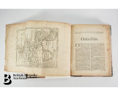 Magna Britannia et Hibernia Oxfordshire published by E. and R. Nutt 1727, folding frontispiece map with fine modern half leat