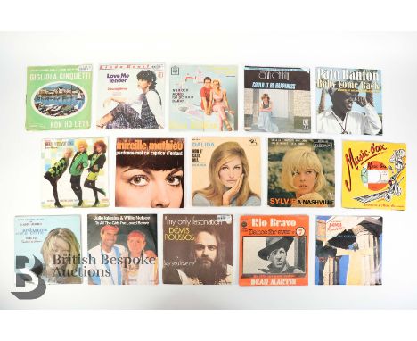 Approx. 250 45rpm records, 1950s, 1960s and 1970s European pop artists, including Italian, French, German, Greek etc. includi