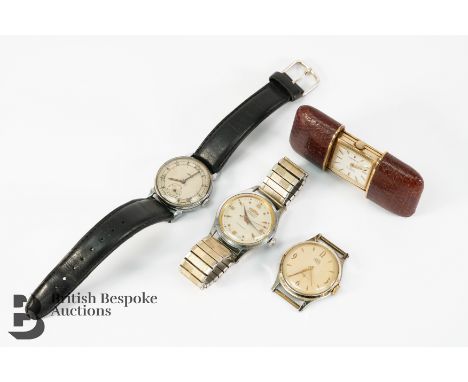Mappin vintage leather cased travel clock, encased in brown leather, the case when closed in 45 x 35mm. This lot includes a S