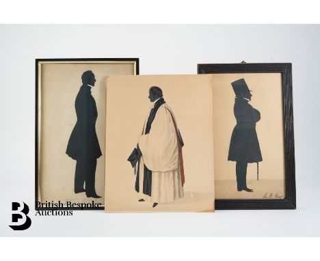 19th century full length portrait silhouette, named  to William Hector Spearman, right facing, approx 27 x 17.5 cms; a portra