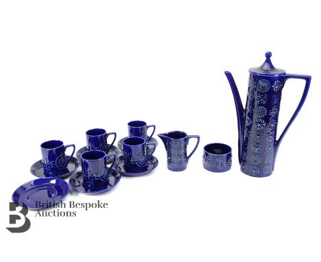 Portmeirion 'Totem' coffee set, comprising coffee pot, milk jug, sugar bowl together with six coffee cans and saucers.&nbsp;