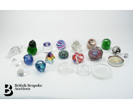 Quantity of glass paperweights, including a large faceted Millefiori paperweight, unsigned approx 9.5 cms diameter; a Murano 
