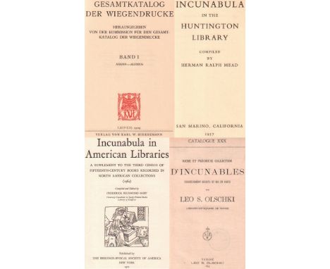 Bibliographie. Buchwesen. Inkunabeln. Konvolut von 8 Büchern von Bibliographien und Katalogen zum Thema Inkunabeln aus der Ze