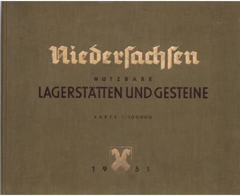 Niedersachsen. Brüning, Kurt, Dienemann, W. und Otto Sickenberg. Karte der nutzbaren Lagerstätten und Gesteine Niedersachens.