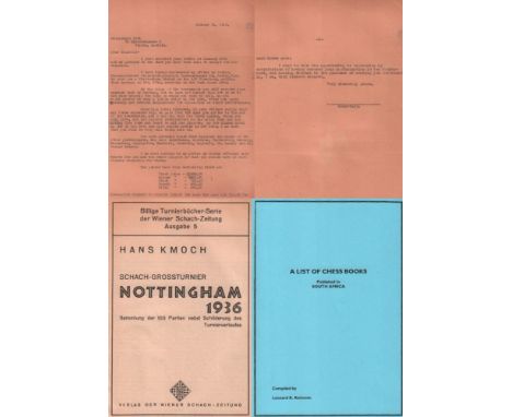 Helms, Hermann. Durchschrift eines maschinegeschriebenen Briefes von Hermann Helms an Richard Réti, ohne Unterschrift vom 31.