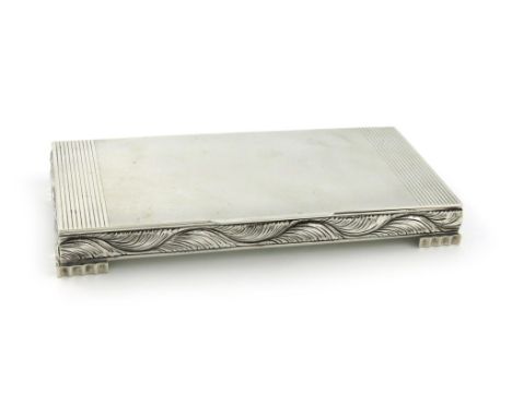 An Indian silver cigarette box, by Hamilton and Co, Calcutta, rectangular form, engine-turned and fluted decoration, foliate 