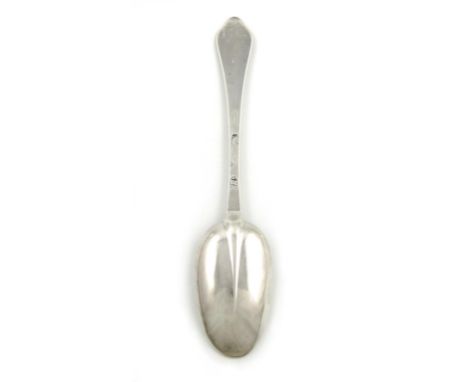 A Queen Anne silver Dog-nose spoon, by Isaac Davenport, London 1705, the oval bowl with a plain rat-tail, the reverse of the 