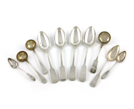 A small collection of Scottish provincial silver flatware from Perth, comprising a set of three tablespoons, by R and R Keay,