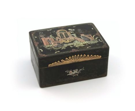 λA late 18th century gilt metal mounted tortoiseshell snuff box, rectangular form, the hinged cover with a fluted thumb-piece
