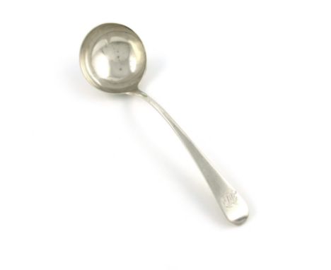 A George III Scottish provincial silver Old English pattern sauce ladle, by Charles Jamieson, Inverness circa 1800, circular 