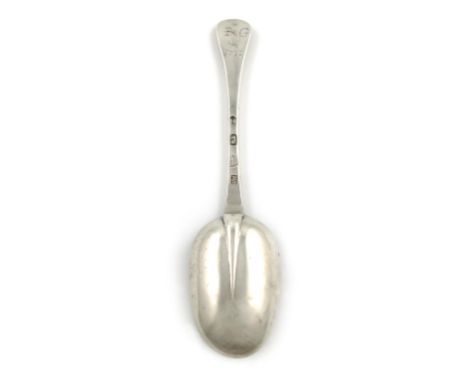 A Queen Anne silver Hanoverian Rat-tail pattern spoon, by John Broake, London 1710, the oval bowl with a plain rat-tail, the 