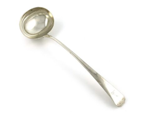 A Victorian silver Old English pattern soup ladle, by The Barnards, London 1880, oval bowl, the terminal with a crest, approx