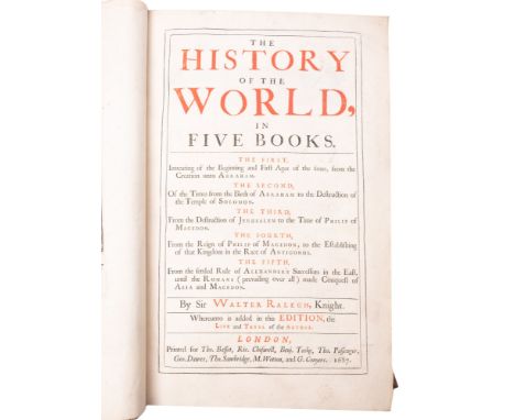 RALEIGH, Sir Walter. The History of the World, in five books, London 1687,  'The Mind of the Front' plate is present, engrave