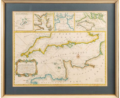 SEALE, Richard William. A Correct Chart of the English Channel, circa 1745, hand coloured engraved chart, four inset vignette
