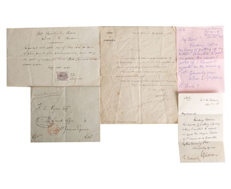 GLADSTONE, William Ewart (1809-1898, Four times prime minister). Autograph letter in black ink, seven lines, dated Apr. 21. 5