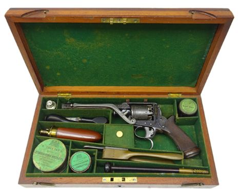 54 bore 2nd model Tranter Patent five shot percussion revolver, 6" octagonal rifled barrel signed R T Pritchett St James Stre