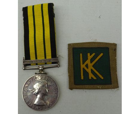 QE ll Africa General Service Medal with Kenya clasp to 23122911 PTE. D. CRUXON. KSLI, with patch?   Condition Report Click he