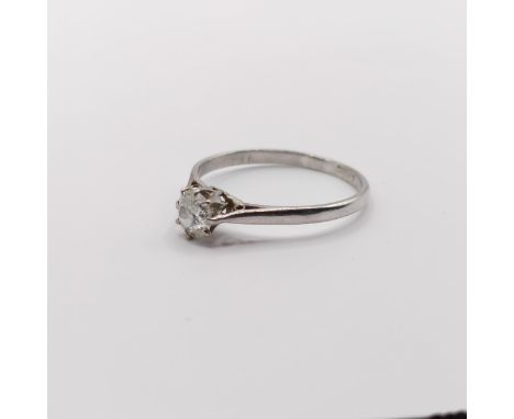 An 18ct white gold and diamond solitaire ring, diamond 0.4ct approx., ring size M