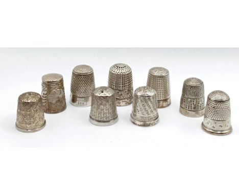 Two silver thimbles, Charles Horner, seven others (9)