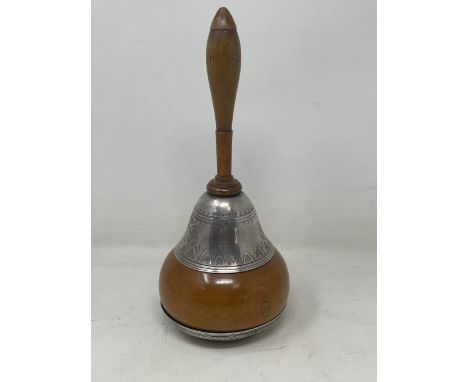 A Victorian fruitwood and silver mounted Masonic type mallet, London 1889, 28 cm high