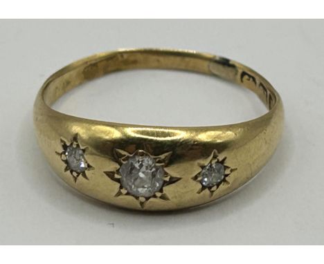 A 9ct gold and diamond gypsy set ringGross weight approx 3.8g