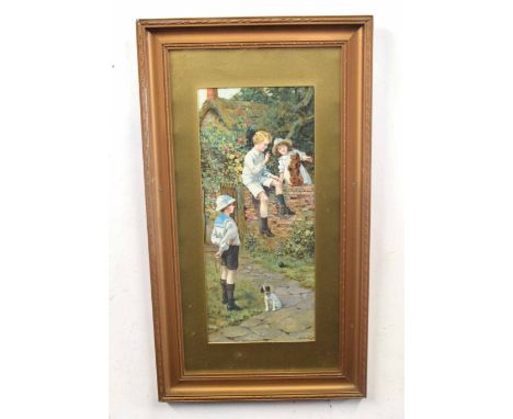 A B WHITE (British, 19th century), pair of English genre scenes depicting children and animals, lithograph on paper, 16 x 17i
