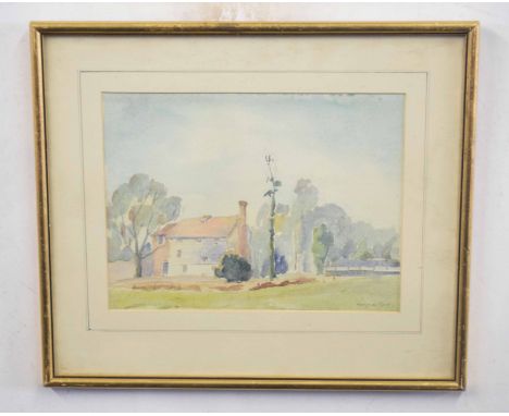 Marjorie Good (British 20C), A portrait of a house and garden . Watercolour on paper, signed. Approx 8x10 inches.
