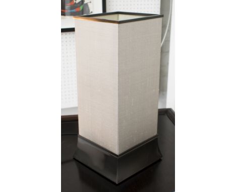 ARMANI CASA TABLE LANTERN, of square form with black base and grey shade, 36cm H.