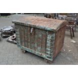 A large Indian metal marriage chest.