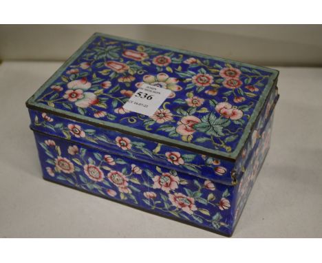 A 19th century Chinese Canton enamel box and cover.
