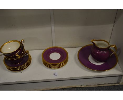 A small group of Spode plum and gilt decorated china.