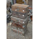 A quantity of brass bound Indian teak sewing boxes.
