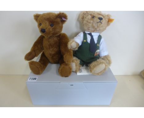 A Steiff brown bear and a Steiff Flying Scotsman bear 