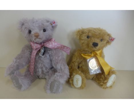 Two Steiff bears, to include one Harry and Meghan bear and 70th anniversary 