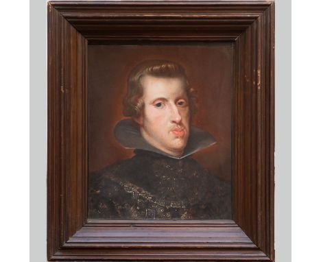 Juan Pantoja de la Cruz (1553 – 1608) – Follower. Portrait of Philip of Spain (1527 – 1598). Pastel on paper. Framed under gl