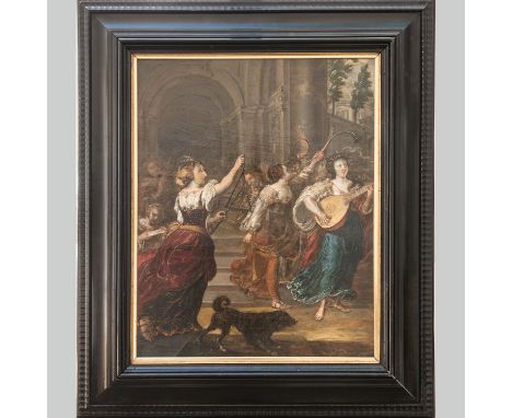 School of Antwerp around 1700. The daughter of Jephta, Oil on oak panel. Framed. 53 x 41 cm.