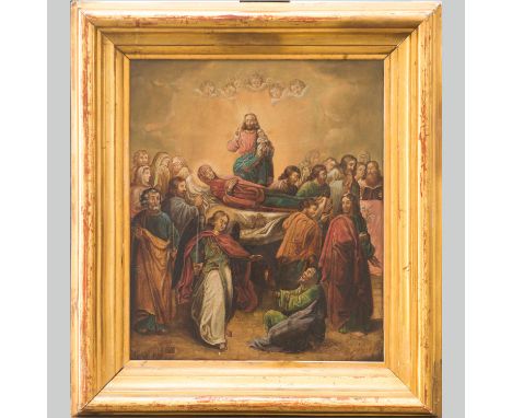 Eastern Artist early 19th Century, Apotiose of Maria , oil on wooden panel, framed . 35X29 cm 